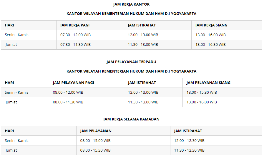 Jam Pelayanan